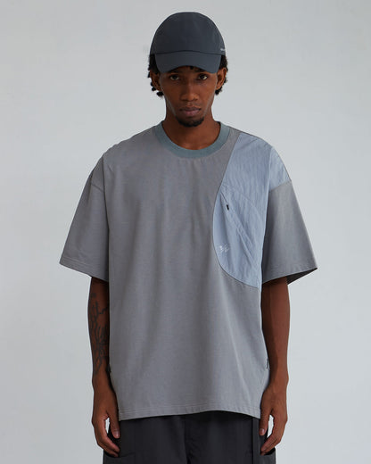 NINE POINT NINE LAGOON PATCH POCKET TEE-LIGHT GREY