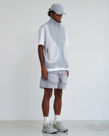 NINE POINT NINE LAGOON TRANSPARENT POCKET SHORTS-LIGHT GREY