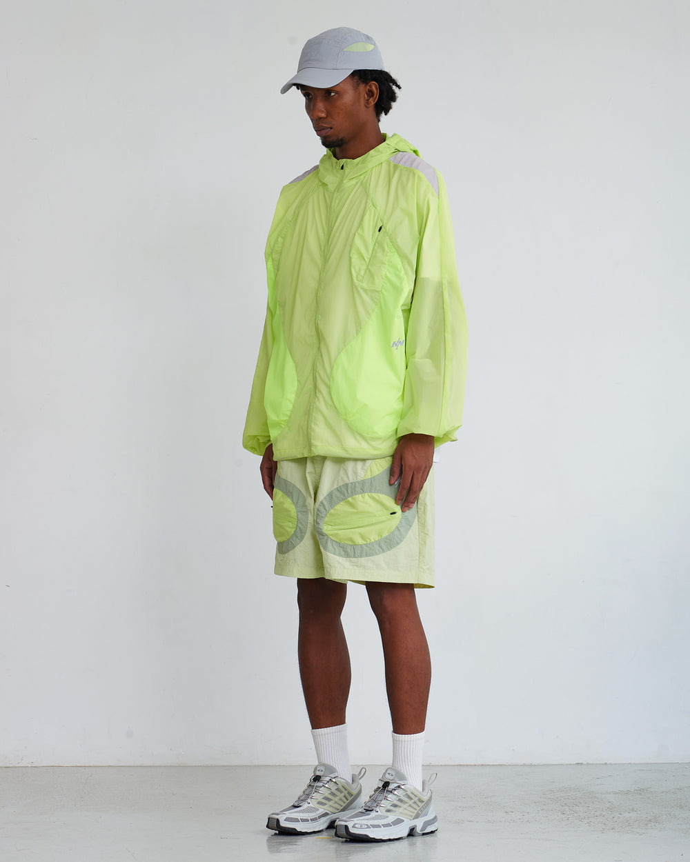NINE POINT NINE LAGOON TRANSPARENT POCKET SHORTS-LIME