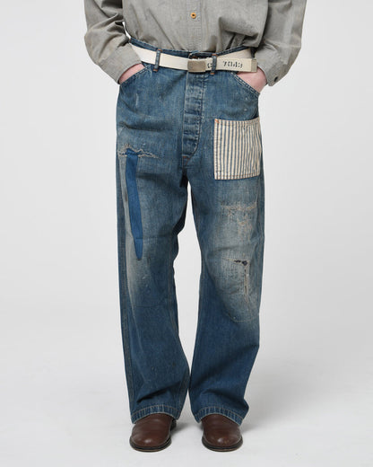 BOWWOW LAPD PRISONER DENIM PT AGING-INDIGO