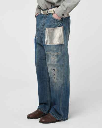 BOWWOW LAPD PRISONER DENIM PT AGING-INDIGO