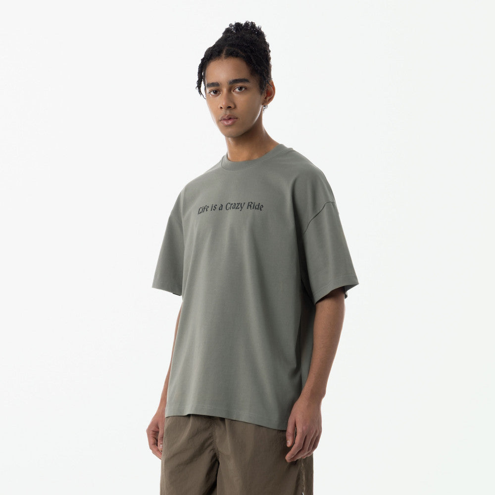 MADNESS LIFE IS A CRAZY RIDE HYBRID T-SHIRT-TAUPE