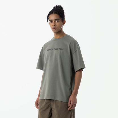 MADNESS LIFE IS A CRAZY RIDE HYBRID T-SHIRT-TAUPE