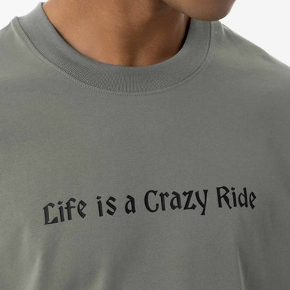 MADNESS LIFE IS A CRAZY RIDE HYBRID T-SHIRT-TAUPE