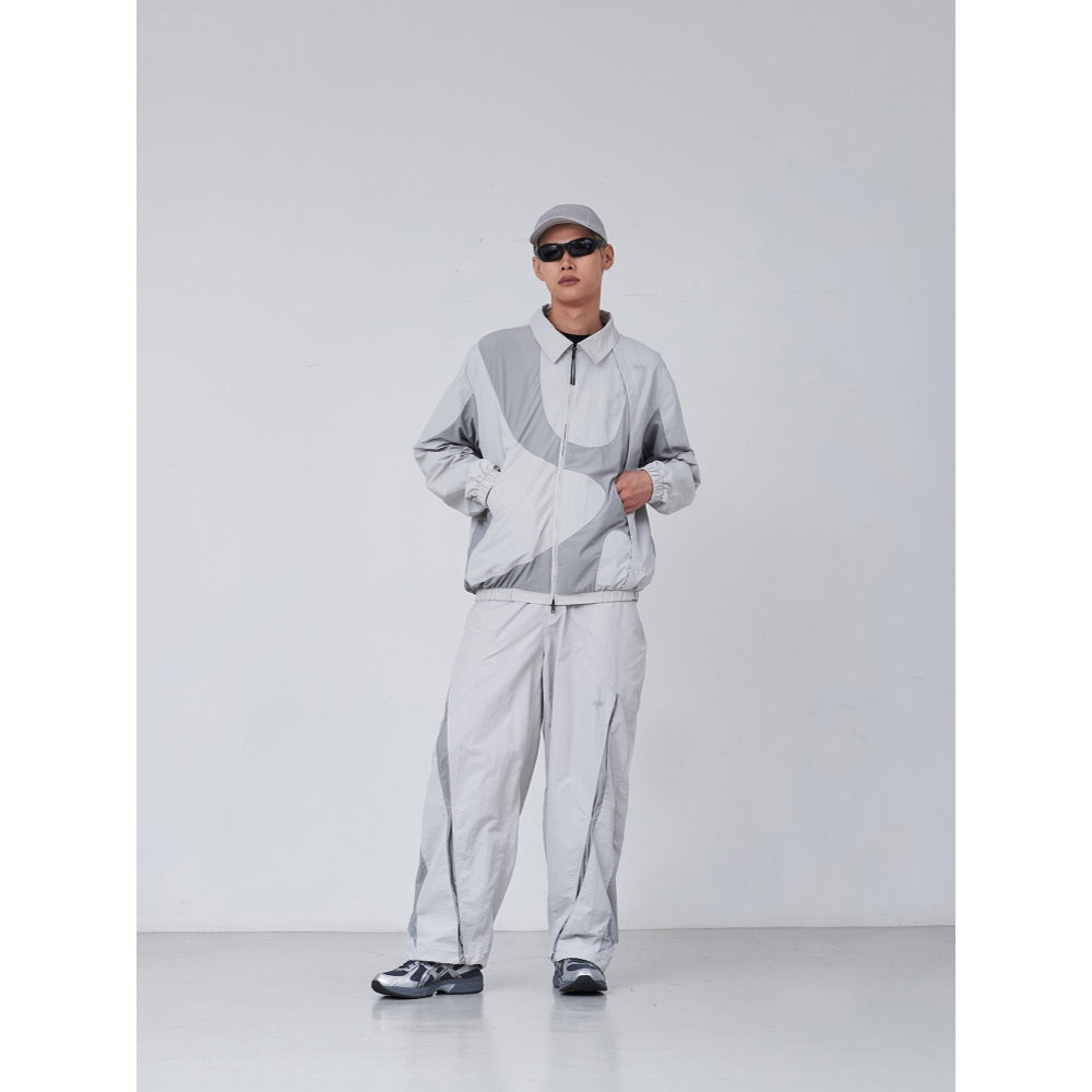 NINE POINT NINE LIGHT CURVE MESH PANTS-LIGHT GREY