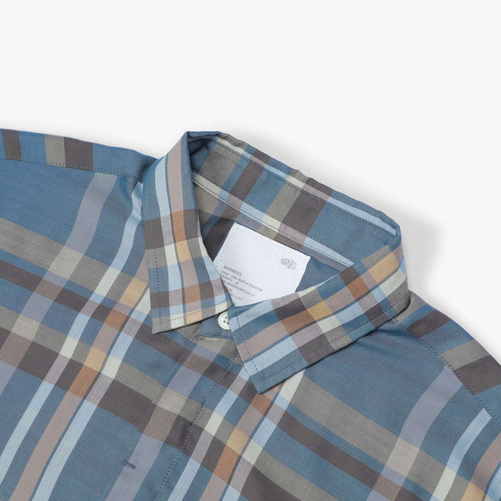 MADNESS CHECKED SHIRT (FABRIC BY JAPAN)-BLUE