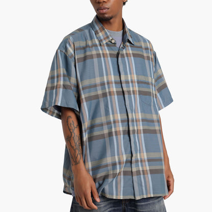 MADNESS CHECKED SHIRT (FABRIC BY JAPAN)-BLUE