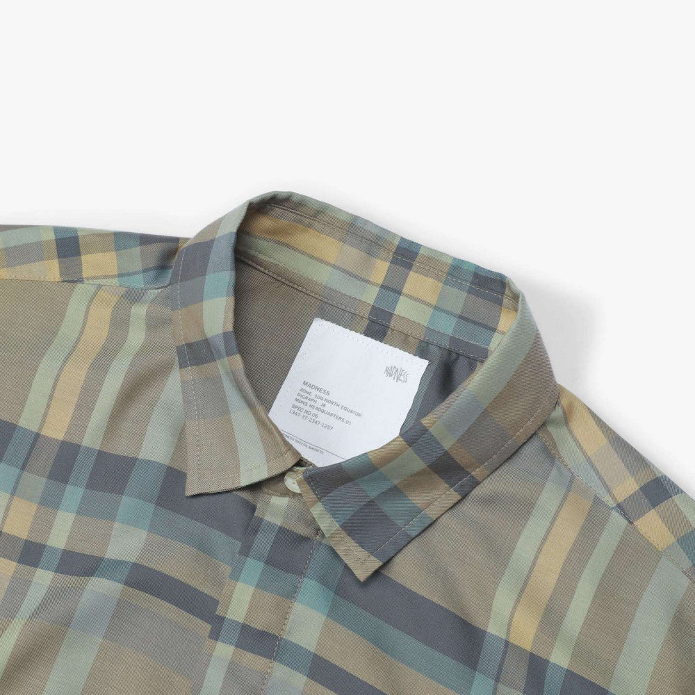 MADNESS CHECKED SHIRT (FABRIC BY JAPAN)-SAND