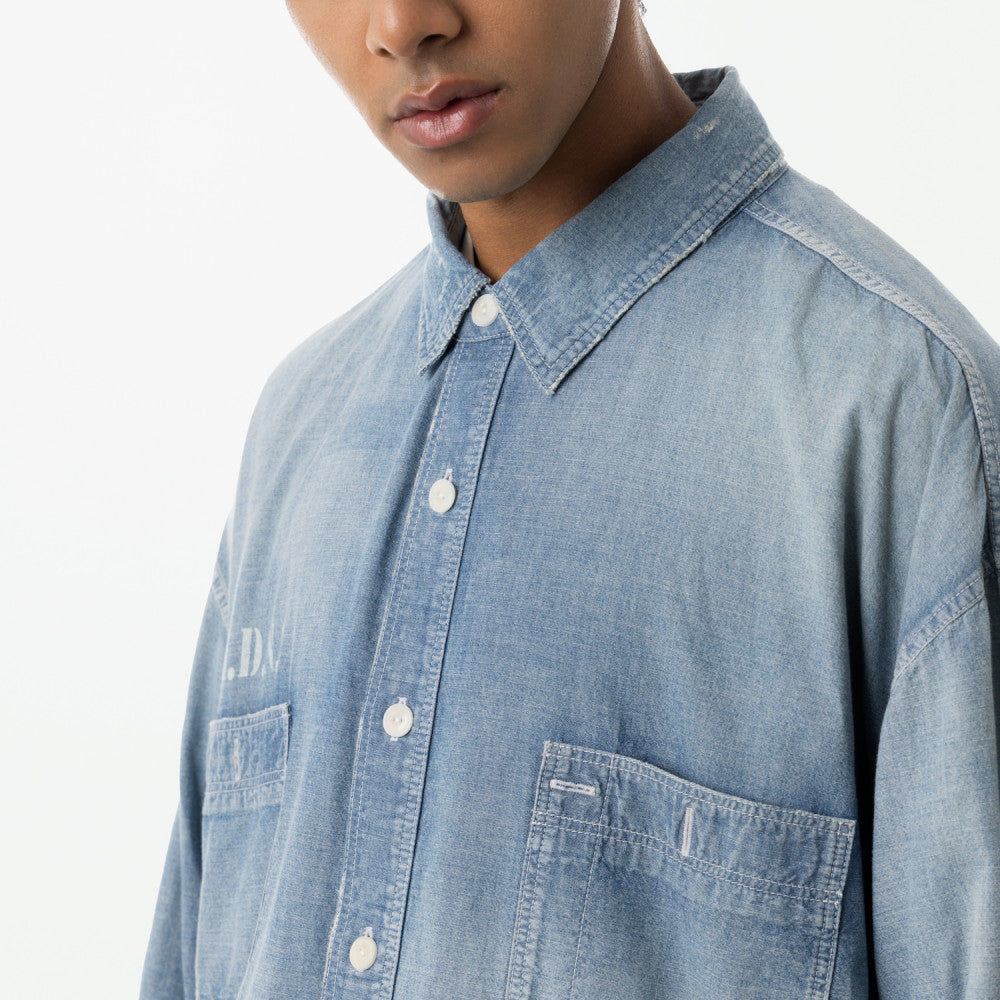 MADNESS HARD AGING CHAMBRAY NEP BD SHIRT (MADE IN JAPAN)-INDIGO