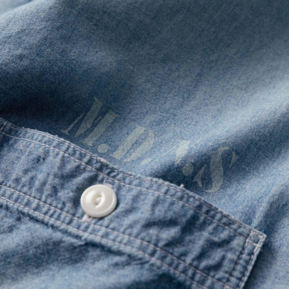 MADNESS HARD AGING CHAMBRAY NEP BD SHIRT (MADE IN JAPAN)-INDIGO