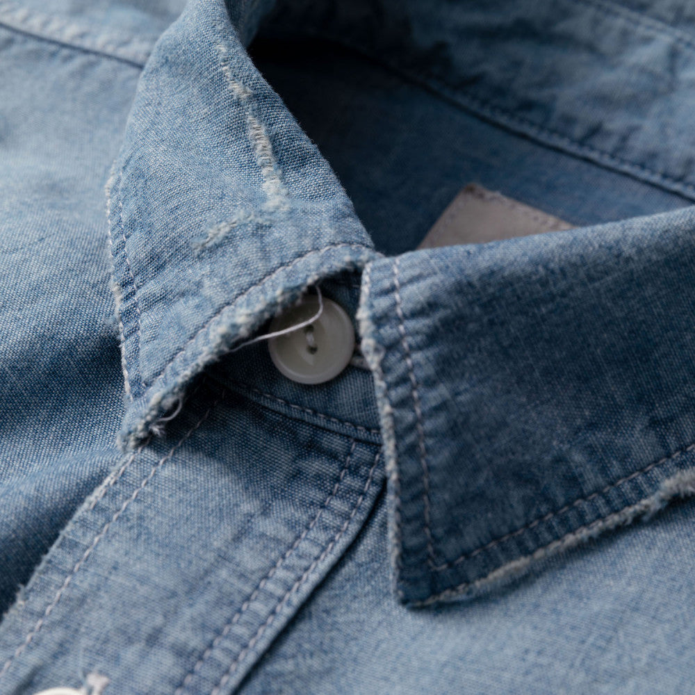 MADNESS HARD AGING CHAMBRAY NEP BD SHIRT (MADE IN JAPAN)-INDIGO
