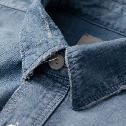 MADNESS HARD AGING CHAMBRAY NEP BD SHIRT (MADE IN JAPAN)-INDIGO