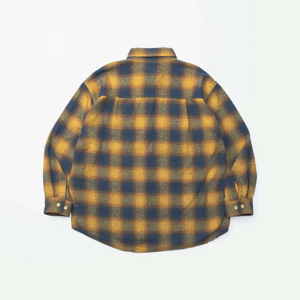 MADNESS JAZZ-NEP DISTRESSED FLANNEL BD SHIRT (MADE IN JAPAN)-GOLDEN ORANGE