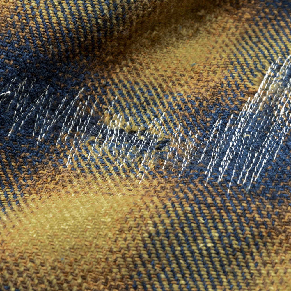 MADNESS JAZZ-NEP DISTRESSED FLANNEL BD SHIRT (MADE IN JAPAN)-GOLDEN ORANGE