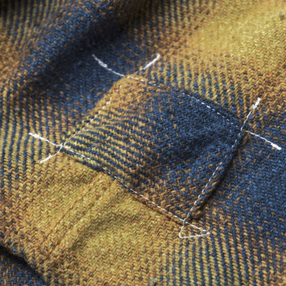 MADNESS JAZZ-NEP DISTRESSED FLANNEL BD SHIRT (MADE IN JAPAN)-GOLDEN ORANGE