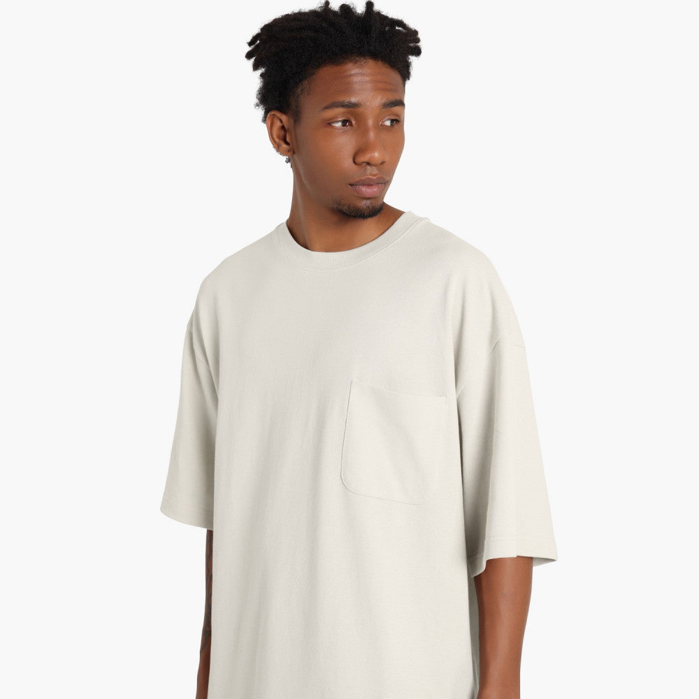 MADNESS OVERSIZE ESSENTIAL PIQUE POCKET TEE-CREAM