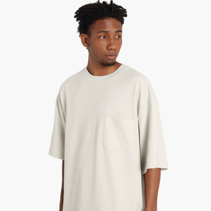 MADNESS OVERSIZE ESSENTIAL PIQUE POCKET TEE-CREAM
