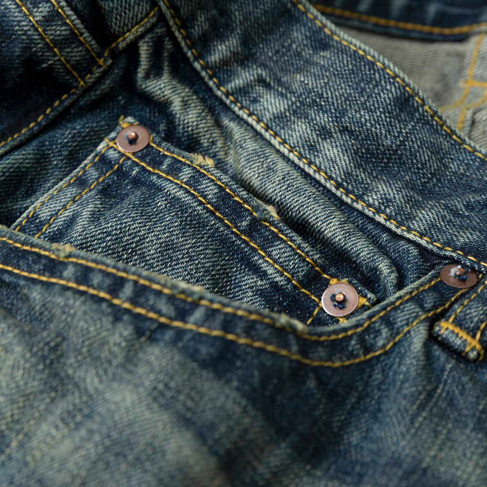 MADNESS STANDARD 5P WASHED DENIM PANTS. M2 RELAXED-INDIGO