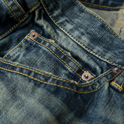 MADNESS STANDARD 5P WASHED DENIM PANTS. M2 RELAXED-INDIGO