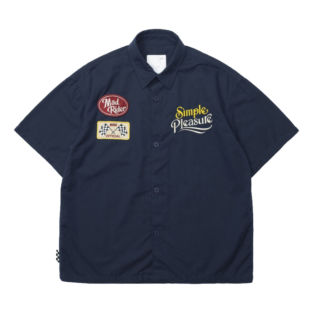 MADNESS MADRIDER FABRIC PATCHED RACING SHIRT-NAVY