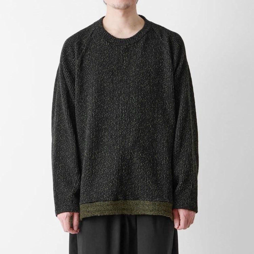 WHITE MOUNTAINEERING MELANGE WIDE RAGLAN PULLOVER-BLACK