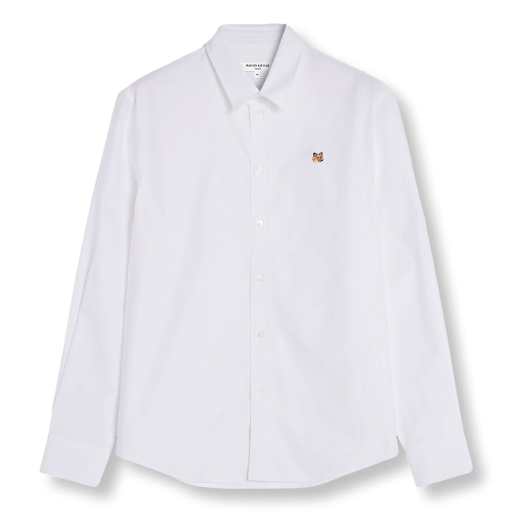 MAISON KITSUNE M FOX HEAD EMBROIDERY CASUAL SHIRT-WHITE
