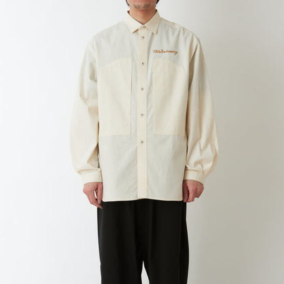 WHITE MOUNTAINEERING MID GUSSET SLEEVE CHAMBRAY WORK SHIRT-IVORY