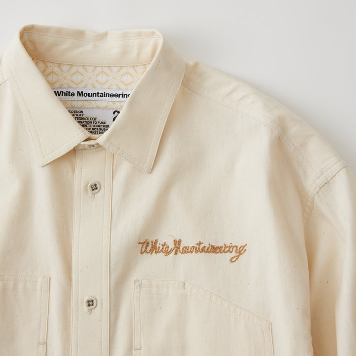 WHITE MOUNTAINEERING MID GUSSET SLEEVE CHAMBRAY WORK SHIRT-IVORY