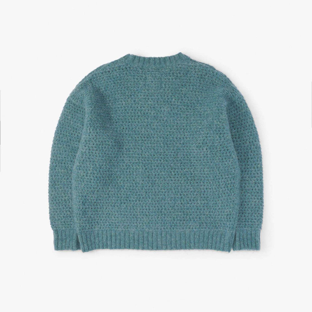 MADNESS MOHAIR CREW KNIT COZY PULLOVER-BLUE