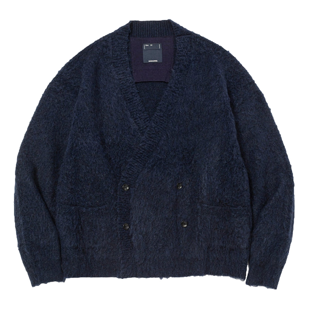 MEANSWHILE MOHAIR DOUBLE KNIT CARDIGAN-NAVY
