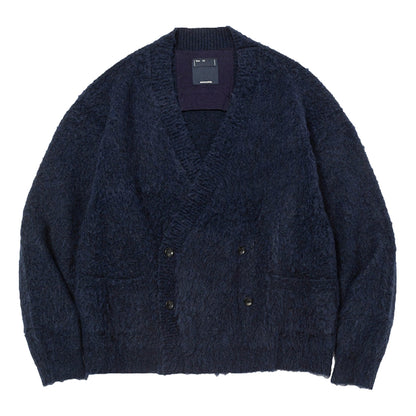 MEANSWHILE MOHAIR DOUBLE KNIT CARDIGAN-NAVY