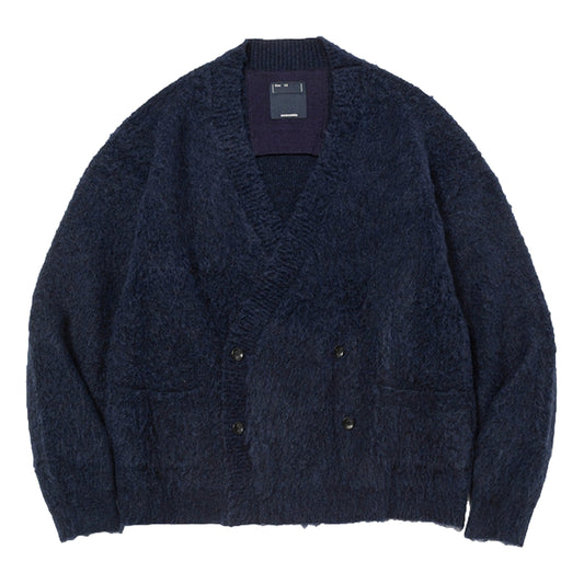 MEANSWHILE MOHAIR DOUBLE KNIT CARDIGAN-NAVY