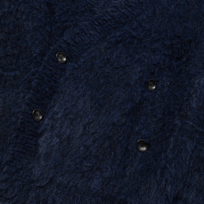 MEANSWHILE MOHAIR DOUBLE KNIT CARDIGAN-NAVY