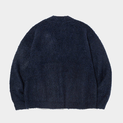 MEANSWHILE MOHAIR DOUBLE KNIT CARDIGAN-NAVY