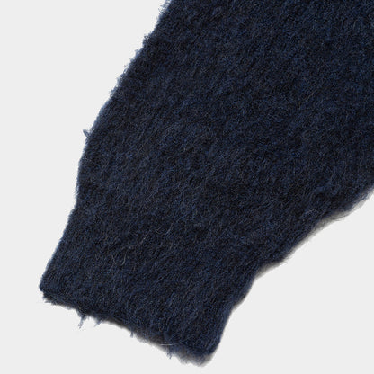 MEANSWHILE MOHAIR DOUBLE KNIT CARDIGAN-NAVY