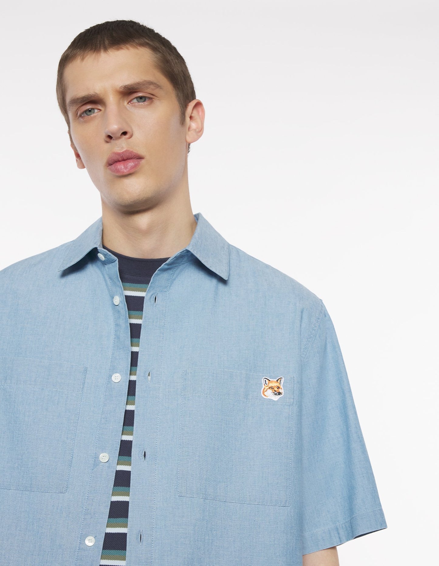 MAISON KITSUNE M RELAXED SHORT SLEEVE SHIRT-INDIGO