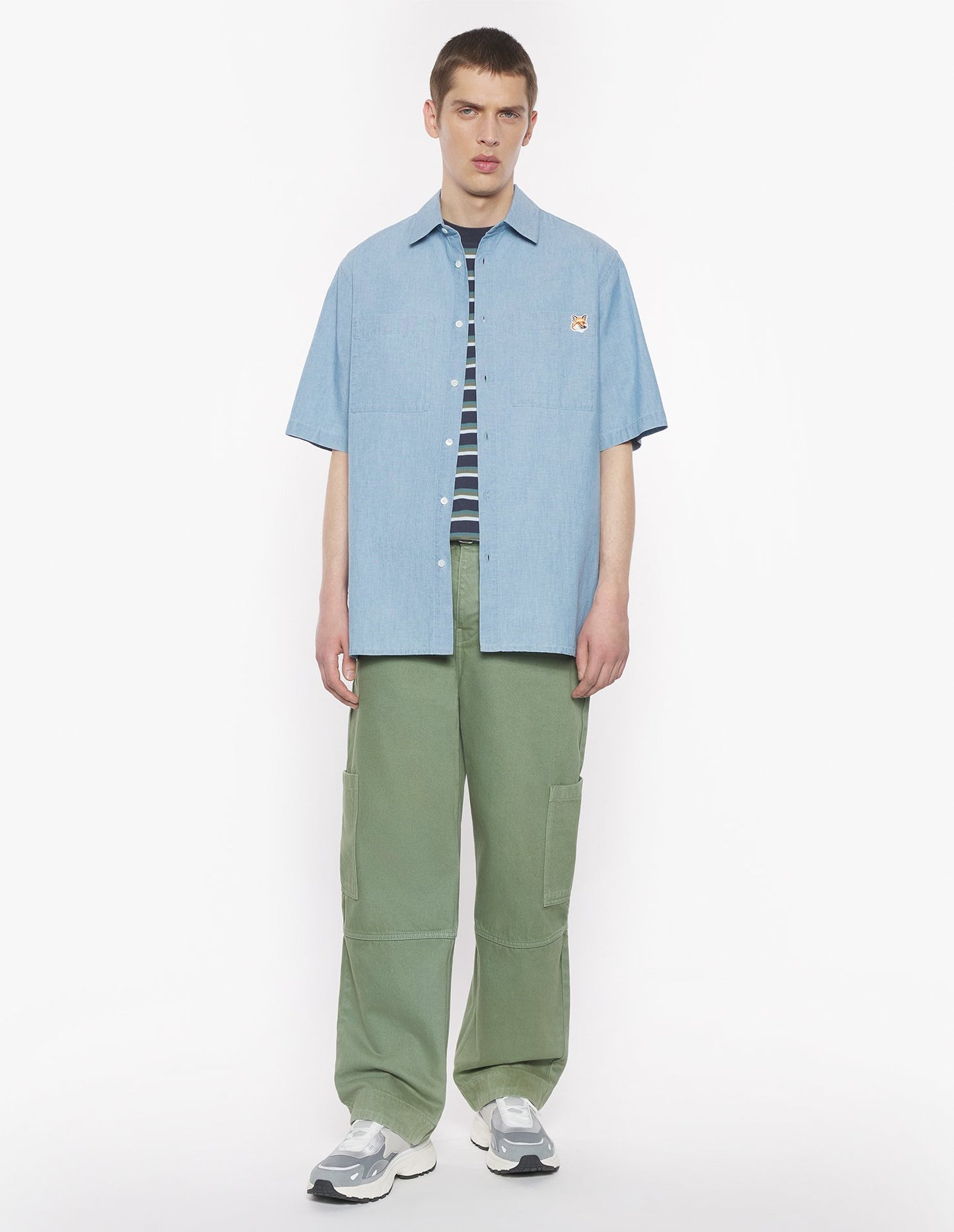 MAISON KITSUNE M RELAXED SHORT SLEEVE SHIRT-INDIGO