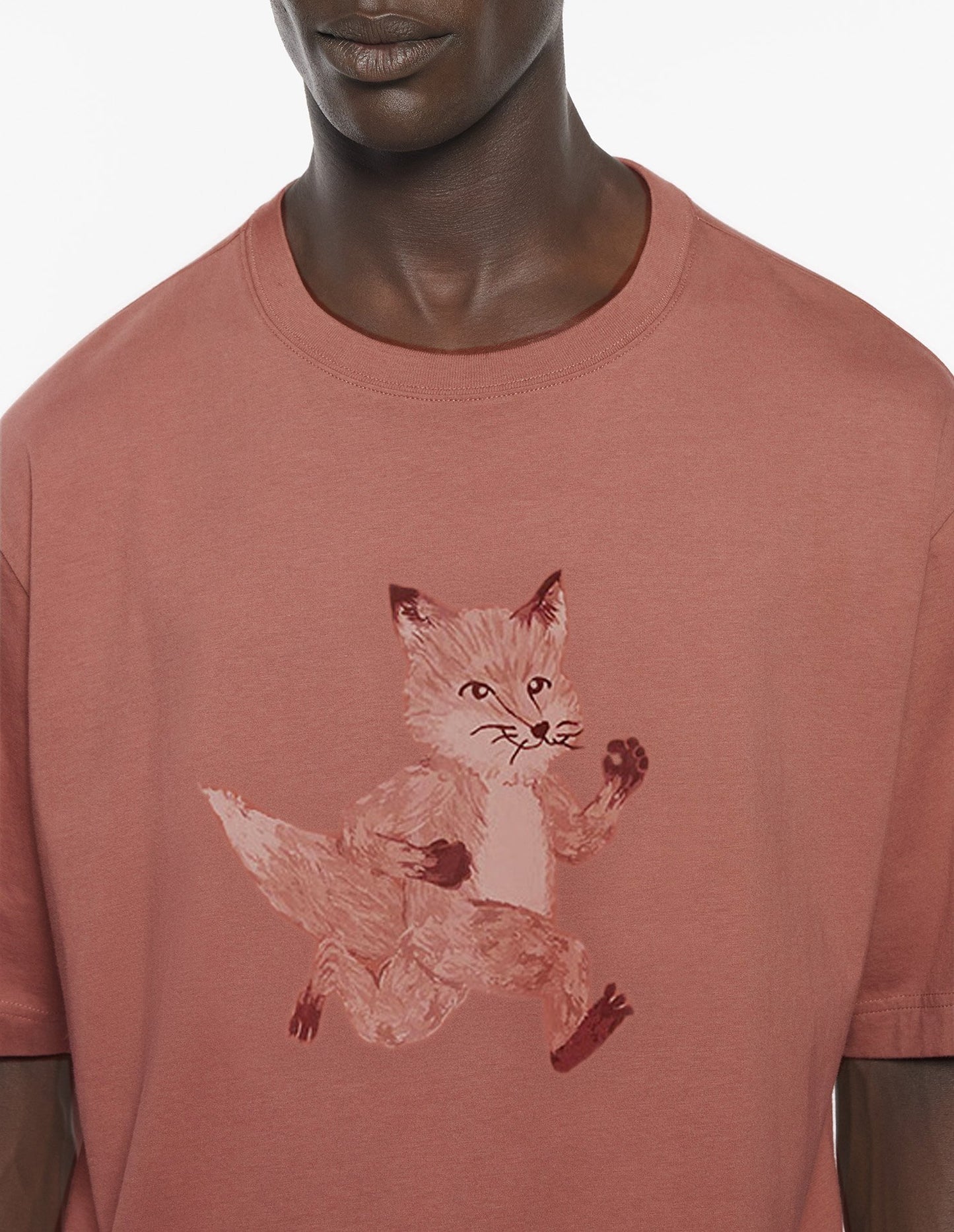 MAISON KITSUNE M SPEEDY FOX PRINT OVERSIZE TEE-SHIRT-BRUNETTE
