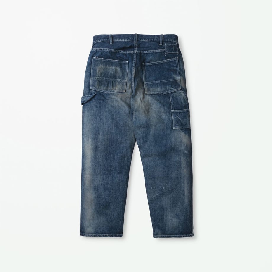MADNESS MUDDY DENIM PAINTER PANTS. M2 RELAXED (MADE IN JAPAN)-INDIGO