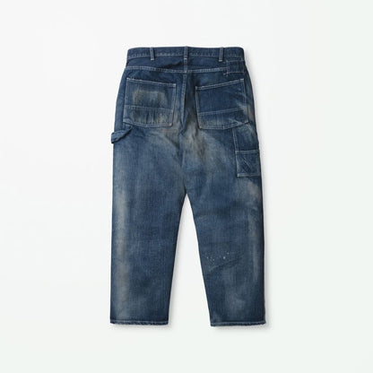 MADNESS MUDDY DENIM PAINTER PANTS. M2 RELAXED (MADE IN JAPAN)-INDIGO