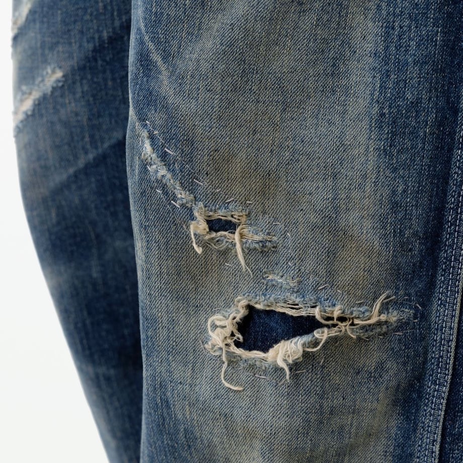 MADNESS MUDDY DENIM PAINTER PANTS. M2 RELAXED (MADE IN JAPAN)-INDIGO