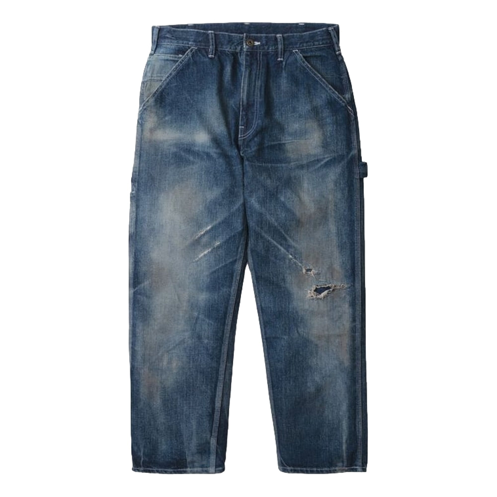 MADNESS MUDDY DENIM PAINTER PANTS. M2 RELAXED (MADE IN JAPAN)-INDIGO