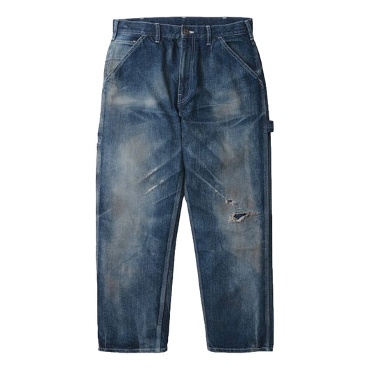 MADNESS MUDDY DENIM PAINTER PANTS. M2 RELAXED (MADE IN JAPAN)-INDIGO