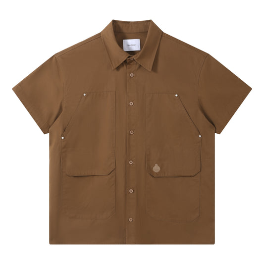 OPEN DIALOGUE MULTI POCKET SHIRT-BROWN