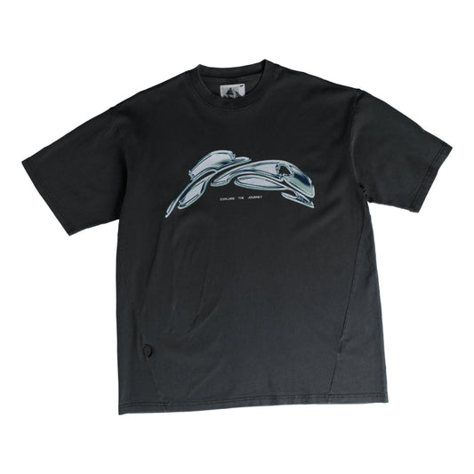 NINE POINT NINE NPN METAL LOGON S/S TEE-WASHED GRY