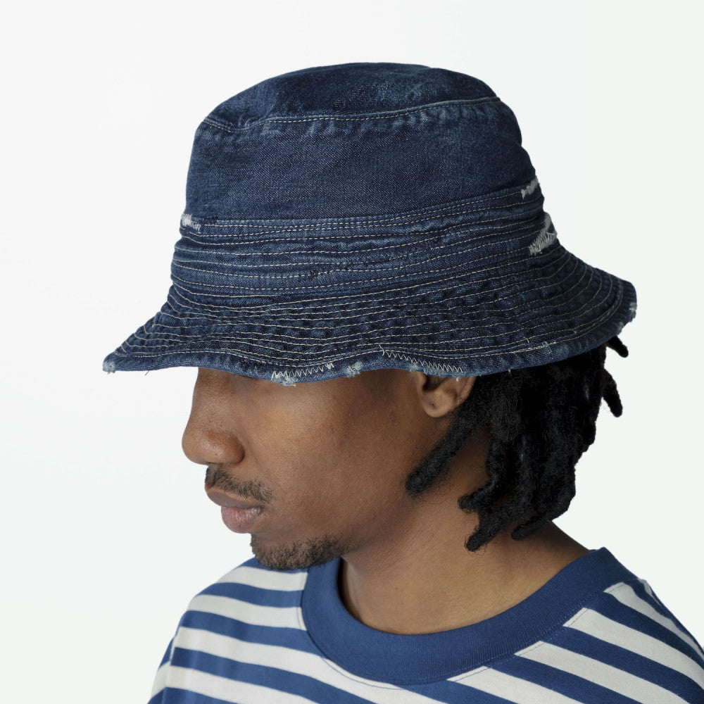 MADNESS NV. NEP DENIM BUCKET HAT (MADE IN JAPAN)-INDIGO