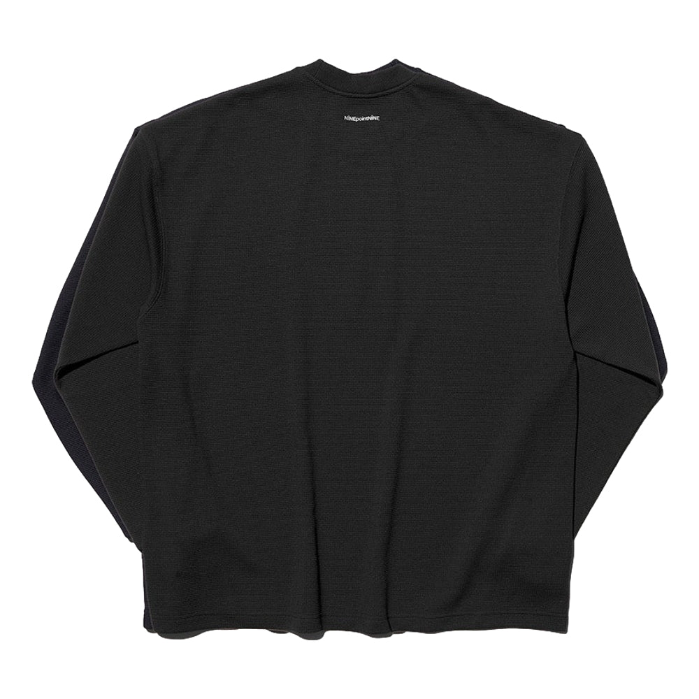 NINE POINT NINE NPN SYNONYMS WASHED WAFFLE PULLOVER-BLACK