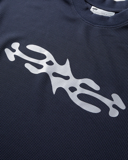 NINE POINT NINE NPN SYNONYMS WASHED WAFFLE PULLOVER-NAVY