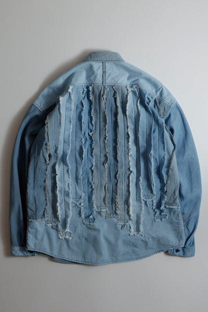 FUNDAMENTAL OBI STRIPE SHIRT 3YR WASH-INDIGO