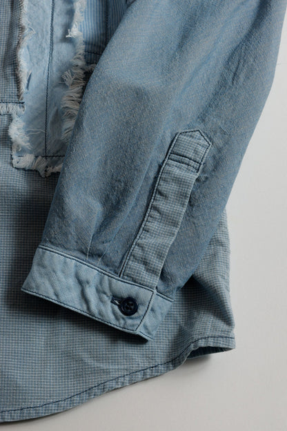 FUNDAMENTAL OBI STRIPE SHIRT 3YR WASH-INDIGO